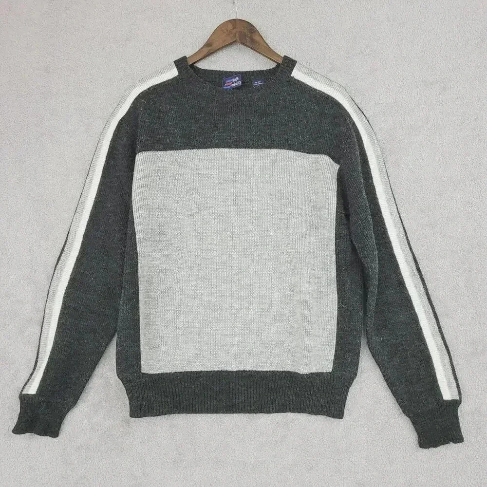 Vtg High Velocity Men's sweater Large Color Block Crewneck Long Sleeve 29PT